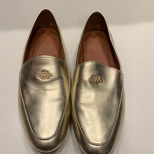 Coach gold loafers